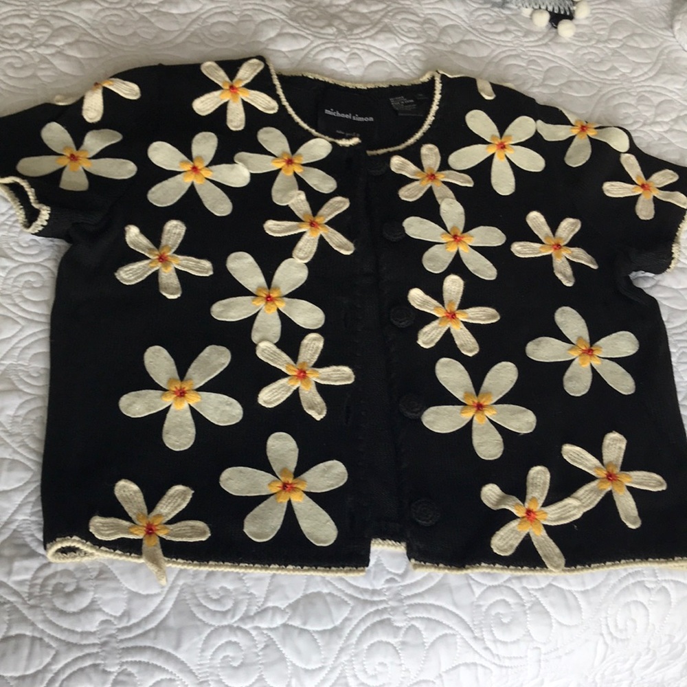 Michael Simon Cardigan Sweater Sz M Daisy